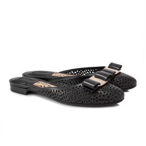 Salvatore Ferragamo Emile Laser Cut Leather Mules